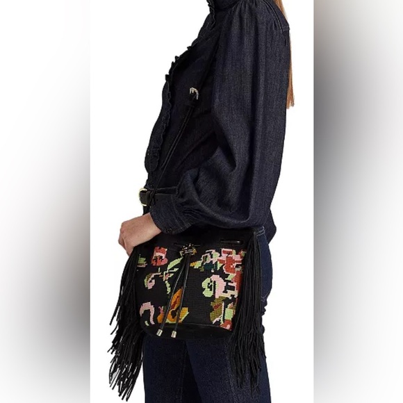 LAUREN RALPH LAUREN Needlepoint Medium Andie Drawstring Crossbody Bag AUTHENTIC - Picture 15 of 15